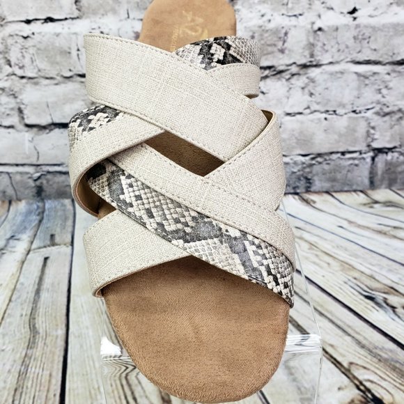 Aerosoles Sandals Women’s 10 M NEW Beige Snakeskin Wedge Slip-On Slide Comfort - Picture 6 of 11